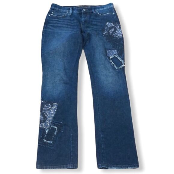 lauren Jeans Co. Premium Embellished Patchwork Jeans Sz 6 - Picture 1 of 8